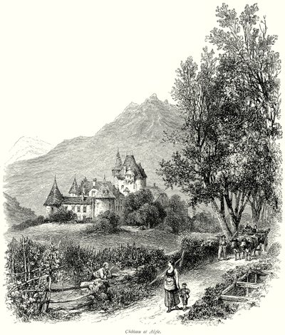 Zamek w Aigle (grawerunek) autorstwa English School
