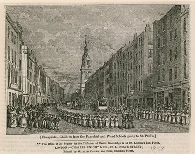 Cheapside - Dzieci ze szkół parafialnych i oddziałowych jadące do St Pauls, 1837 autorstwa English School