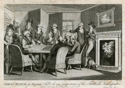 Mecz szachowy w Parsloes, 23 lutego 1794, w obecności ambasadora Turcji autorstwa English School