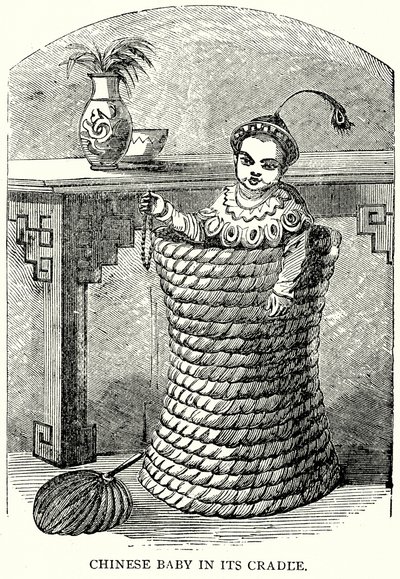 Chinesisches Baby in seiner Wiege (Gravur) von English School