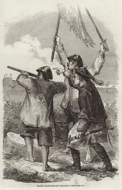 Chiński mandaryński i żołnierze. autorstwa English School