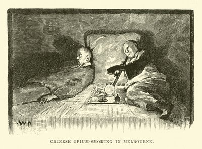 Chińskie palenie opium w Melbourne autorstwa English School
