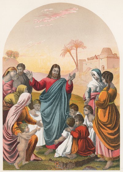 Chrystus błogosławi małe dzieci autorstwa English School