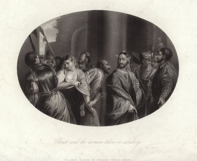 Chrystus i niewiasta pojmani w cudzołóstwo autorstwa English School
