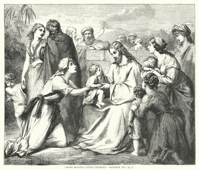Chrystus błogosławi małe dzieci, Mateusz XIX autorstwa English School
