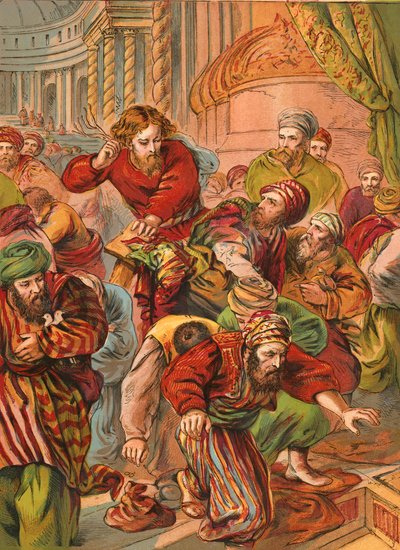 Chrystus oczyszcza świątynię autorstwa English School
