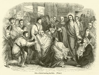 Chrystus uzdrawiający chorych, Zachód (rycina) autorstwa English School