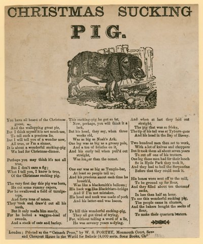 Świąteczna świnia ssąca, werset z 1863 r autorstwa English School