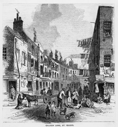 Church Lane, St Giles, c.1840 (rycina) autorstwa English School