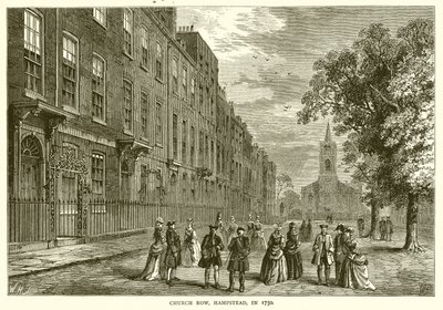 Church Row, Hampstead, w 1750 autorstwa English School