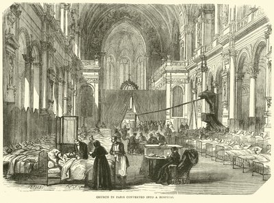Kościół w Paryżu zamieniony na szpital, listopad 1870 autorstwa English School