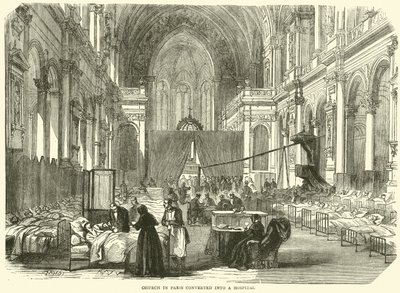 Kościół w Paryżu zamieniony na szpital, listopad 1870 autorstwa English School