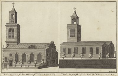 Kościół St Mary, Aldermanbury i Kościół Allhallows na londyńskim murze, Londyn autorstwa English School