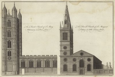 Kościół St Mary Aldermary na Bow Lane i Kościół St Margaret Pattens na Little Tower Street w Londynie autorstwa English School