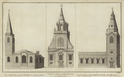 Kościoły św Swithina, Cannon Street, St Edmund the King, Lombard Street i St Nicholas Cole Abbey, Old Fish Street autorstwa English School
