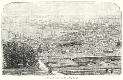 Miasto i port w Kobe, Japonia (grafika) autorstwa English School
