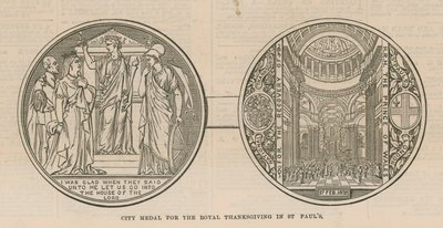 Medal miejski za Królewskie Święto Dziękczynienia w katedrze św. Pawła w Londynie autorstwa English School