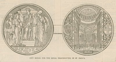 Medal miejski na Królewskie Święto Dziękczynienia w St Pauls Cathedral w Londynie, 27 lutego 1872 r autorstwa English School
