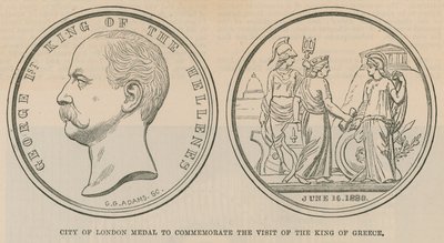 Medal City of London upamiętniający wizytę króla Grecji w czerwcu 1880 r. autorstwa English School