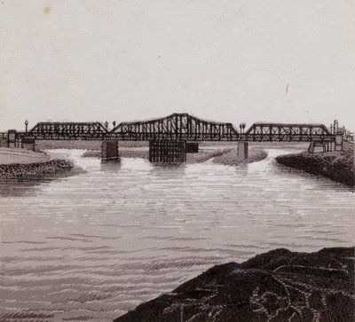 Clarence Bridge, Cardiff (lito) autorstwa English School