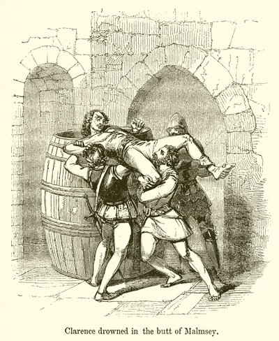 Clarence utonął w Butt of Malmsey autorstwa English School