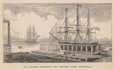Podnośnik hydrauliczny Clarks, Victoria Docks, Blackwall autorstwa English School