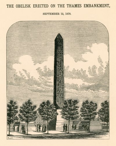 Igła Kleopatry; Obelisk wzniesiony na nabrzeżu Tamizy, 12 września 1878 r. autorstwa English School