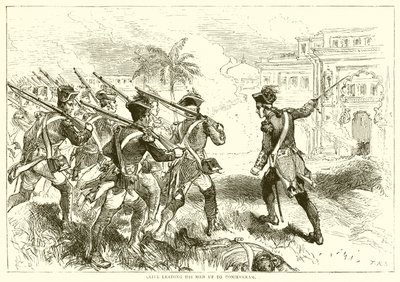 Clive prowadzi swoich ludzi do Conjeveram (1751) autorstwa English School