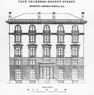 Club Chambers, Regent Street, 1839 autorstwa English School
