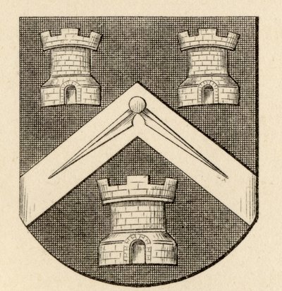 Herb firmy masonów, z „Historii masonerii, tom II”, wydanej przez Thomasa C. Jacka, Londyn, 1883 autorstwa English School