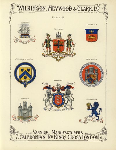 Herby brytyjskich miast (chromolitho) autorstwa English School
