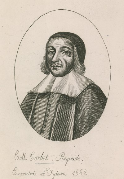 Coll Corbet, królobójstwo, stracony w Tyburn, 1662 autorstwa English School