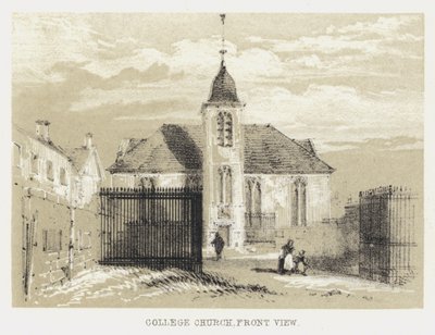 Kościół College, widok z przodu (grawerowanie) autorstwa English School