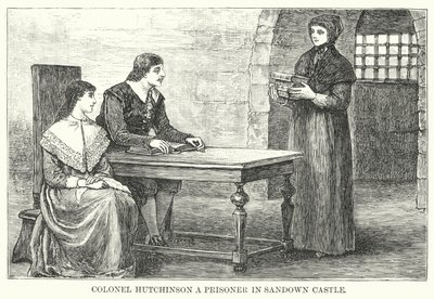 Pułkownik Hutchinson więzień w zamku Sandown (rycina) autorstwa English School