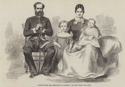 Pułkownik Inglis, komendant w Lucknow oraz pani Inglis i rodzina (rycina) autorstwa English School