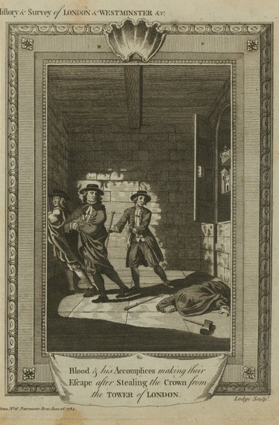 Pułkownik Thomas Blood kradnie koronę autorstwa English School