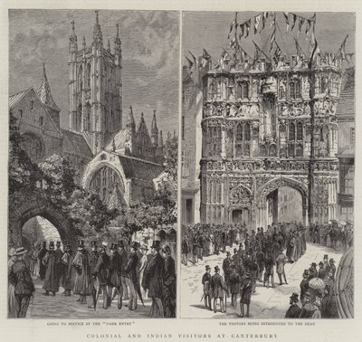 Kolonialni i indyjscy goście w Canterbury (grawerowanie) autorstwa English School
