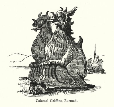 Kolosalne Gryfy, Birma (Grawerowanie) autorstwa English School