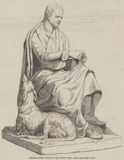 Kolosalna marmurowa statua Sir Waltera Scotta, Baroneta (rycina) autorstwa English School