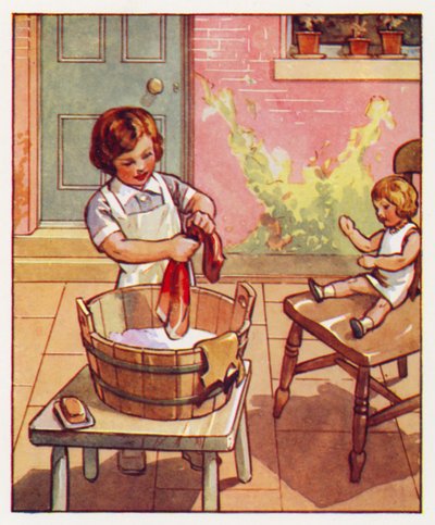 Polecenia: Umyj sukienkę Dolly (kolorowa litografia) autorstwa English School