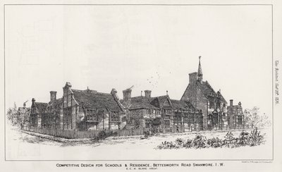 Konkurencyjny projekt dla szkół i rezydencji, Bettesworth Road, Swanwore, Isle of Wight (grawerowanie) autorstwa English School