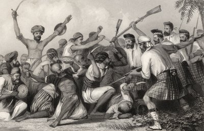 Konflikt z Ghazees przed Bareilly 6 maja 1858 r., z „Historii buntu indyjskiego”, opublikowanej w 1858 r. autorstwa English School