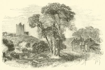 Zamek Conisbrough (lub Conisbrough) (grawerowanie) autorstwa English School