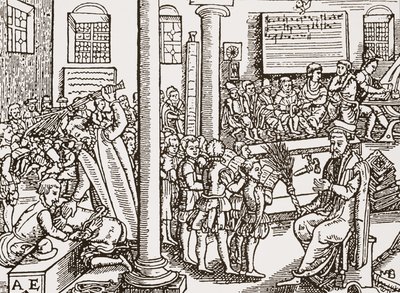 Współczesny drzeworyt gimnazjum Tudorów autorstwa English School