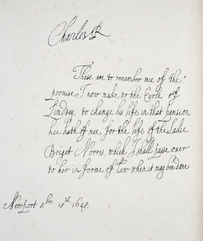 Kopia listu napisanego przez Karola II, 1648 autorstwa English School