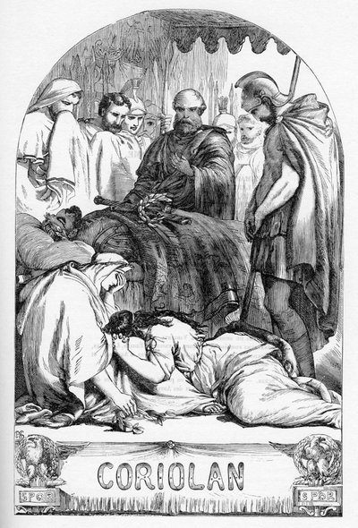 Coriolan (Coriolanus) - Ilustracja w „” Completes de William Shakespeare”” 1866 – Ilustracje i ogólna forma tego wydania zapożyczono z ilustrowanego Szekspira Cassella, opublikowanego w Londynie autorstwa English School
