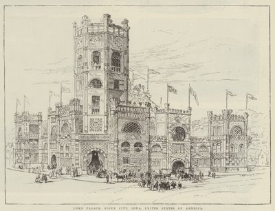 Corn Palace, Sioux City, Iowa, Stany Zjednoczone Ameryki (grawerowanie) autorstwa English School