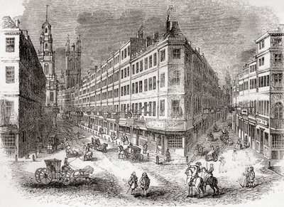 Cornhill, The Exchange and Lombard Street, Londyn, Anglia, połowa XIX wieku, z Old England: A Pictorial Museum, wyd. 1847 autorstwa English School