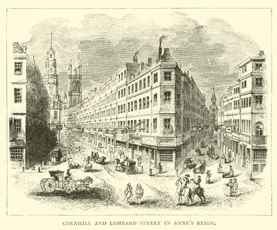 Cornhill i Lombard Street w królestwie Annes autorstwa English School