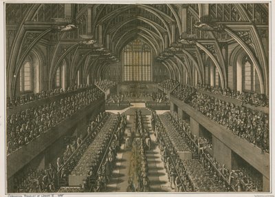 Bankiet koronacyjny Jakuba II, 1685, w Westminster Hall w Londynie autorstwa English School